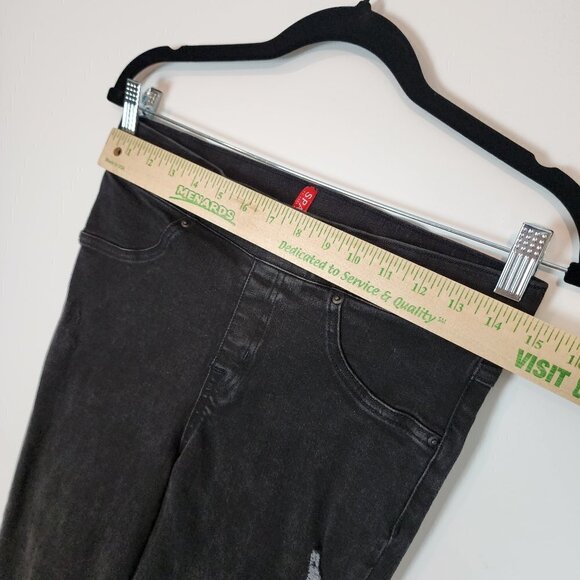 Spanx Vintage Distressed Ankle Skinny Jeans Vintage Black Stretch Tummy Panel Md - Picture 10 of 13